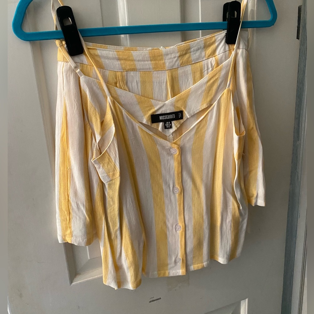 Missguided Yellow Stripe Two Piece Set